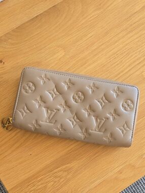 Louis Vuitton Embossed Monogram Coussins Zip-Around Wallet in Taupe, GUC